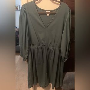 Green V-Neck Dress
